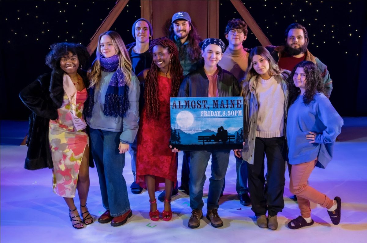 The cast of “Almost, Maine” together in the Black Box Studio on the day of opening night.  Glassboro, NJ. Thursday, February 20, 2025. - Photo via Dr. Elisabeth Hostetter